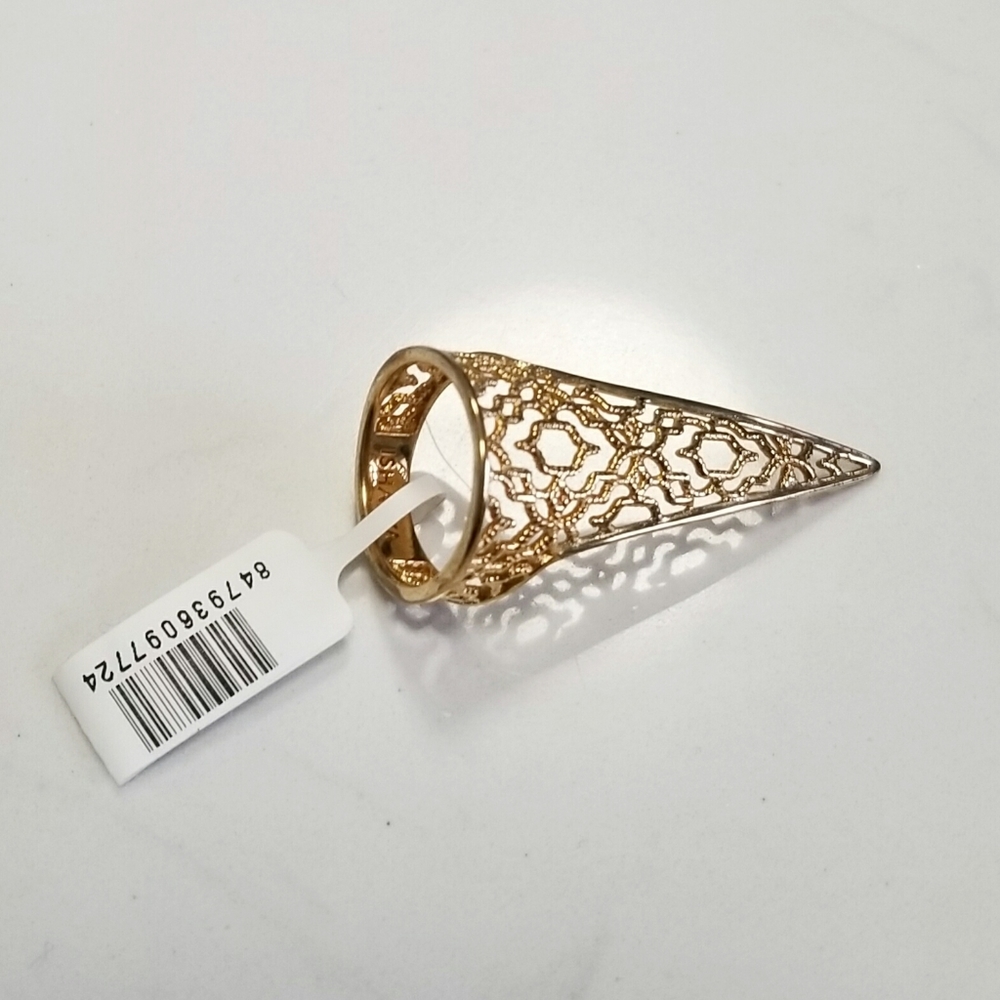 Isharya Gold Filigree Spoke Triangle Ring 6 18k Gold Plated Brass